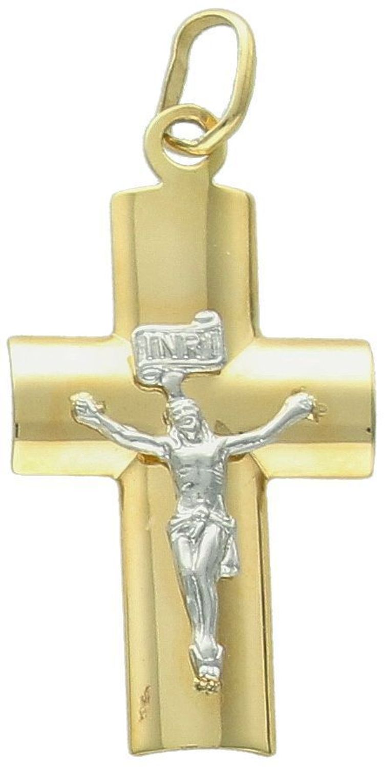 Złota zawieszka krzyżyk z wizerunkiem z dodatkiem białego złota ZA 6352, próba 333. Złota zawieszka w kształcie krzyżyka z wizerunkiem Jezusa. 1.jpg